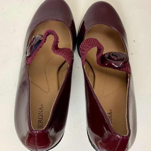 Merona Burgundy Dressy Mary Jane Faux Leather Casual Heeled Comfort Pump size 10 - Picture 9 of 14